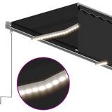 vidaXL Ročno zložljiva tenda s senčilom LED 5x3 m antracitna | Shoptok.si