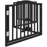 vidaXL Ograda za pse z vrati zložljiva 4 paneli črna 320 cm topolovina | Shoptok.si