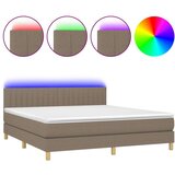 Box spring s madracem LED smeđesivi 180x200 cm tkanina | shoptok.hr