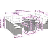 vidaXL 10-delna vrtna sedežna garnitura z blazinicami Črna Poly Ratan Akacija | Shoptok.si