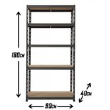  Metalni regal za teški teret (D x Š x V: 40 x 90 x 180 cm, Nosivost: 175 kg/polica, Broj polica: 5 Kom., Uticanje) Cijene