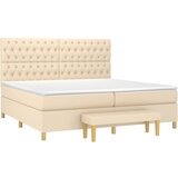 Krevet s oprugama i madracem krem 200 x 200 cm od tkanine | shoptok.hr