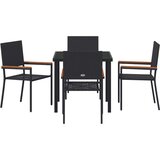 vidaXL 5-delni vrtni set za obedovanje Črn poli ratan | Shoptok.si