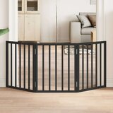vidaXL Vrata za pse zložljiva 3 paneli črna 150 cm topolovina | Shoptok.si