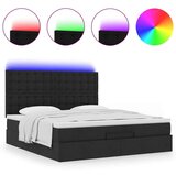 vidaXL Otomanski posteljni okvir z vzmetnico črn 180x200 cm blago | Shoptok.si