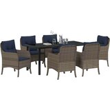vidaXL Vrtni set za objed s jastukom 7 pcs Siva poliratan - 6 sjedala 160 cm | shoptok.hr