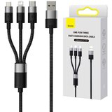 Baseus 3v1 USB kabel StarSpeed Series, USB-C + Micro + Lightning 3,5A, 1.2m (črn), (20627451) | Shoptok.si