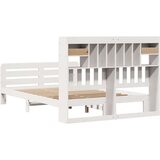 vidaXL Knjižna postelja brez ležišča bela 140x190 cm trdna borovina | Shoptok.si