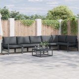 vidaXL Vrtna sedežna garnitura 6 pcs Antracitna Jeklo | Shoptok.si