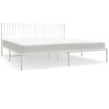 The Living Store Kovinski posteljni okvir z vzglavjem bel 193x203 cm - Posteljni Okvir, (21523950) | Shoptok.si
