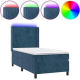  Box spring postelja z vzmetnico LED temno modra 80x200 cm žamet | Shoptok.si