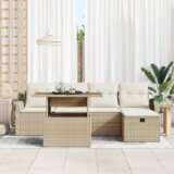 Set od 6 komada vrtnog sofa s jastučićima bež poli ratan | shoptok.hr