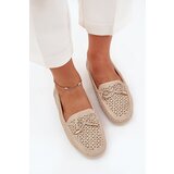 Boto Women's moccasins with perforated pattern and lacing beige Mirisa | Shoptok.si