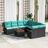  Sjedeća garnitura za vrt 9 kom. 8-Broj sjedala Crna i Tirkizna 242.5 x 234 x 69 cm | shoptok.hr