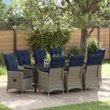  Set stola i stolica s jastukom 9 pcs Siva PE ratan | shoptok.hr