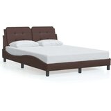 vidaXL Okvir kreveta s LED svjetlima smeđi 140x190 cm od umjetne kože | shoptok.hr