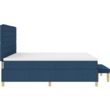  Posteljni okvir z vzmetnico in klopjo Modra 200x200 cm Tkanina, (22049028) | Shoptok.si