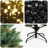  Umjetno božićno drvce s kuglicama 240 cm 300 LED lampica - Zelena 240 cm s LED-ima i crnim lopticama | shoptok.hr