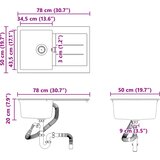  Umivaonik Crna 780 x 500 mm 80% kvarc i 20% smola | shoptok.hr