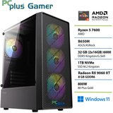 PCPLUS Namizni računalnik PCPLUS Gamer Ryzen 5 7600, 32 GB RAM, 1 TB SSD, RX 9060XT 8GB, W11H|Gaming, (5000089114) | Shoptok.si