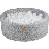 MeowBaby Okrogle penaste otroške bazene ® 90x30 cm s toboganom, madežasto siva, z 200 kroglicami: Bela, (20734382) | Shoptok.si