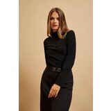 Marisse Black Mock Turtleneck Blouse Decorated With Metallic Thread | shoptok.hr