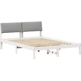  Okvir kreveta s uzglavljem Bijela i svijetlosiva 135 x 190 cm | shoptok.hr