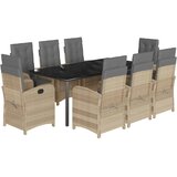  9-dijelni vrtni blagovaonski set od poliratana s jastucima bež 200 cm table length | shoptok.hr
