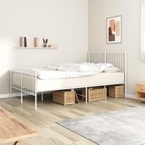 vidaXL Kovinski posteljni okvir z vzglavjem in vznožjem bel 135x190 cm Cene
