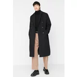 Trendyol Black Men's Loose Fit Double Breasted Maxi Coat