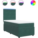 vidaXL Box spring postelja z vzmetnico temno zelena 100x200 cm žamet, (21308169) | Shoptok.si