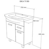 Ormarić s umivaonikom Idea 75 podni | shoptok.hr