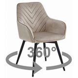  Okretna stolica NANA 360, tamnobež baršun, crne metalne noge, set 2 kom | shoptok.hr