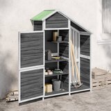 vidaXL Vrtna lopa za orodje siva 120x53,5x170 cm trdna borovina | Shoptok.si