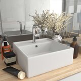 vidaXL Razkošen umivalnik kvadraten mat bel 41x41 cm keramičen | Shoptok.si