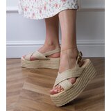  Beige platform espadrille sandals with straps Olisa | ePonuda.com