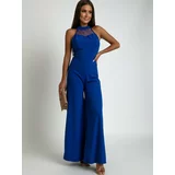 Fasardi Cornflower blue jumpsuit with stand-up collar with stand-up collar