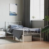 Maison Chic Kovinski Posteljni okvir - Enojna postelja - Postelja za odrasle z vzglavjem in vznožjem bel 100x200 cm, (21696434) | Shoptok.si