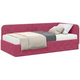 vidaXL Kutni okvir kreveta s madracem Vinska crvena 90 x 190 cm Baršun | shoptok.hr