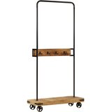  Stalak za odjeću s kotačima 90x35x190 cm drvo manga i željezo | shoptok.hr