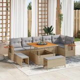  Sjedeća garnitura za vrt 9 kom. Bež poliratan 100 x 100 x 71 cm | shoptok.hr