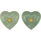 Metal - svečnik v obliki srca 10 x 3 cm - zelena