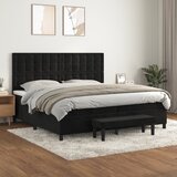 vidaXL Box spring postelja z vzmetnico črna 200x200 cm žamet Cene