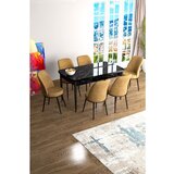 Hanah home Han - Black Marble, Cappuccino Black MarbleCappuccino Extendable Dining Table & Chairs Set (7 Pieces) | ePonuda.com