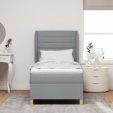  Škatlasta postelja s vzmetnico Svetlo siva 90x190 cm Tkanina, (22052550) | Shoptok.si