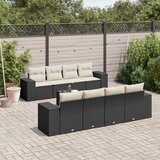 Maison Chic Seti vrtnega pohištva - Vrtna garnitura - Vrtni pohištvo set 9-delna z blazinami črn poli ratan, (21798036) | Shoptok.si