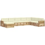  Set vanjskih sofa 8 kom. Bijela i krem Čvrsto drvo akacije 410 x 251,5 x 73 cm | Shoptok.si