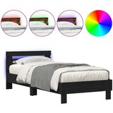  Postelja s LED lučmi Črna Oreh 75x190 cm Umetni les | Shoptok.si