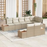 vidaXL 8-dijelni vrtni kauč set s jastučićima bež poly ratan akacija | shoptok.hr