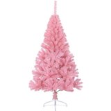 vidaXL Umjetno predsvijetljeno božićno drvce Ružičasta 120 cm PVC | shoptok.hr
